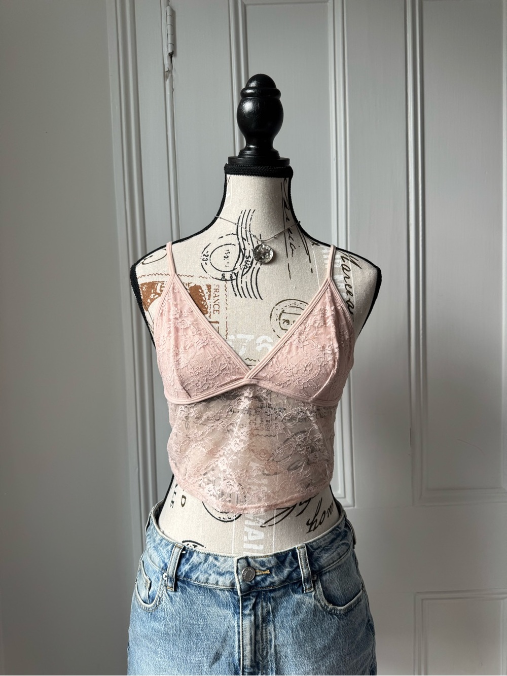 Urban Outfitters Pale Pink Lace Bralette Cami